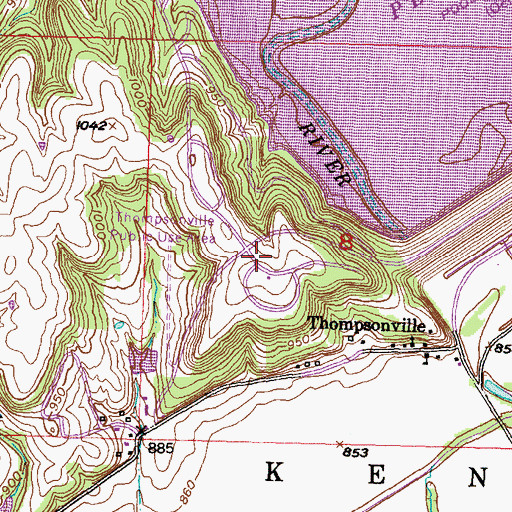 Topographic Map of Thompsonville Public Use Area, KS