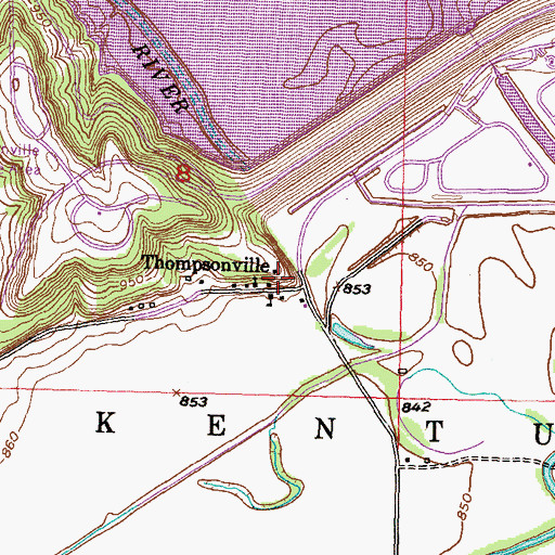 Topographic Map of Thompsonville, KS