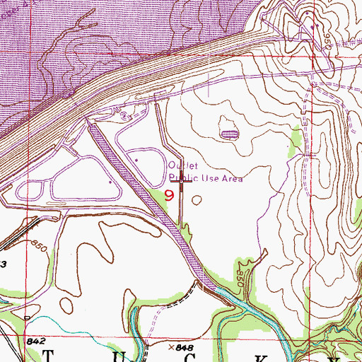 Topographic Map of Outlet Public Use Area, KS