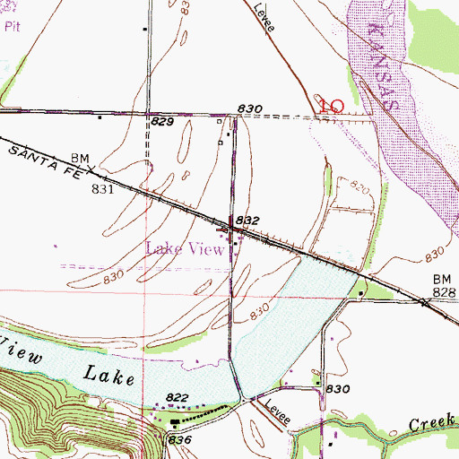 Topographic Map of Lake View Station, KS