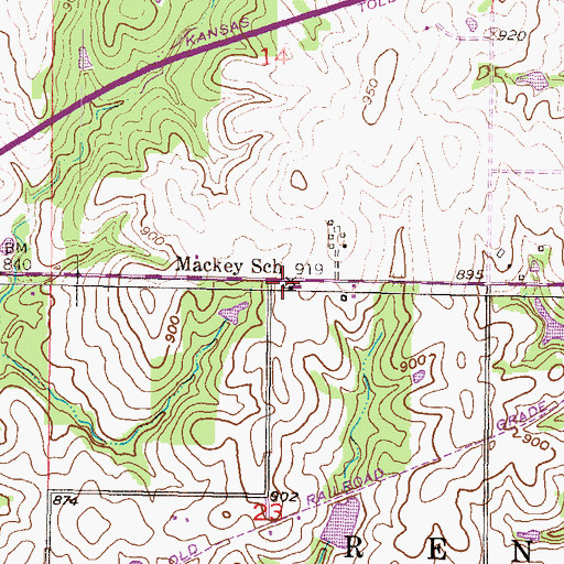 Topographic Map of Mackey School, KS