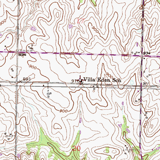 Topographic Map of Villa Eden School, KS