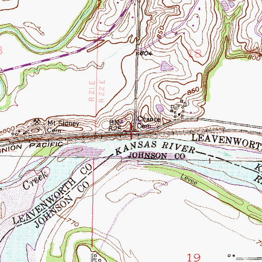 Topographic Map of Chance Cemetery, KS