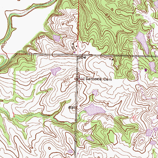 Topographic Map of Sarcoxie Cemetery, KS