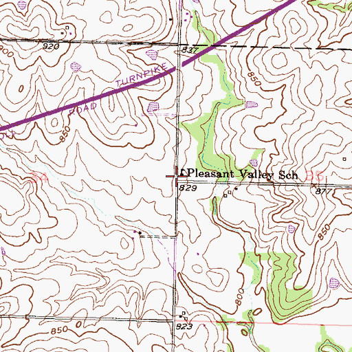 Topographic Map of Pleasant Valley School, KS