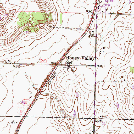 Topographic Map of Honey Valley School, KS