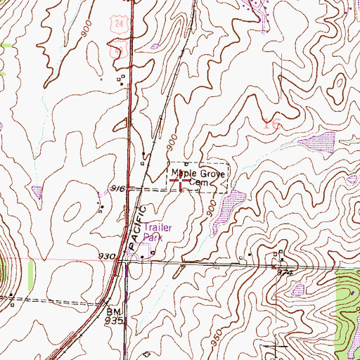 Topographic Map of Maple Grove Cemetery, KS