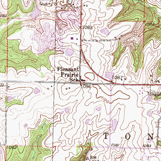 Topographic Map of Pleasant Prairie School, KS