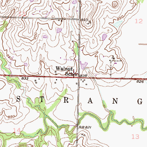 Topographic Map of Walnut School, KS