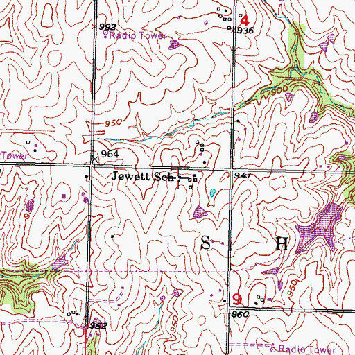 Topographic Map of Jewett School, KS