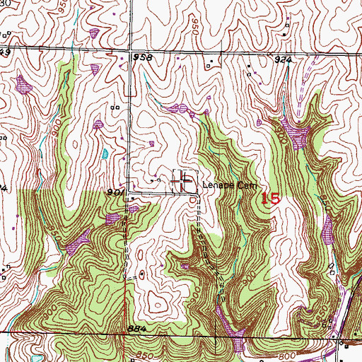 Topographic Map of Lenape Cemetery, KS