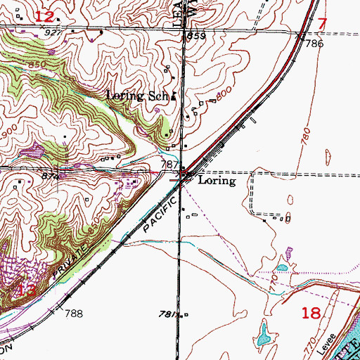 Topographic Map of Loring, KS