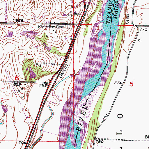 Topographic Map of Little Kaw Creek, KS