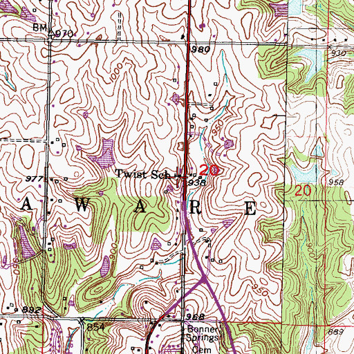 Topographic Map of Twist School (historical), KS