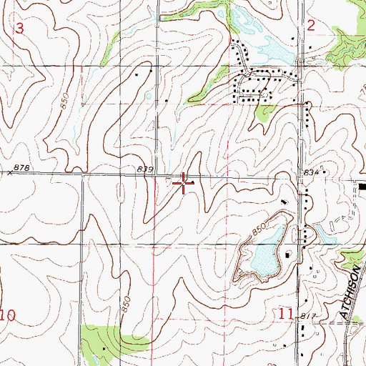 Topographic Map of Round Prairie School (historical), KS