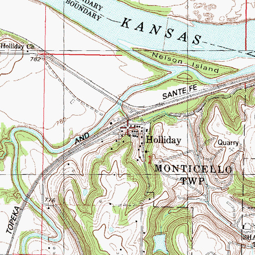 Topographic Map of Holliday, KS