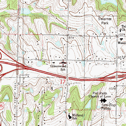 Topographic Map of Greenwood Elementary School (historical), KS