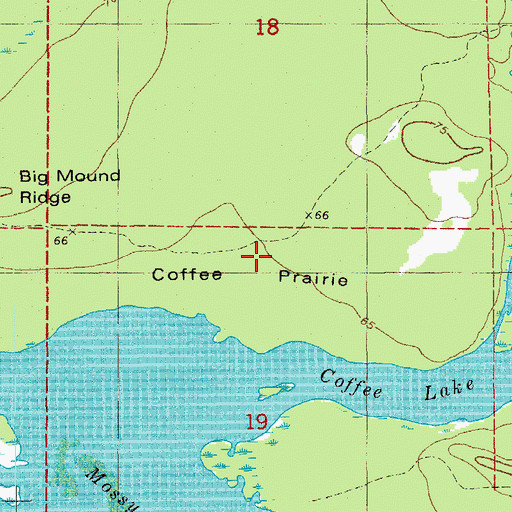 Topographic Map of Coffee Prairie, AR