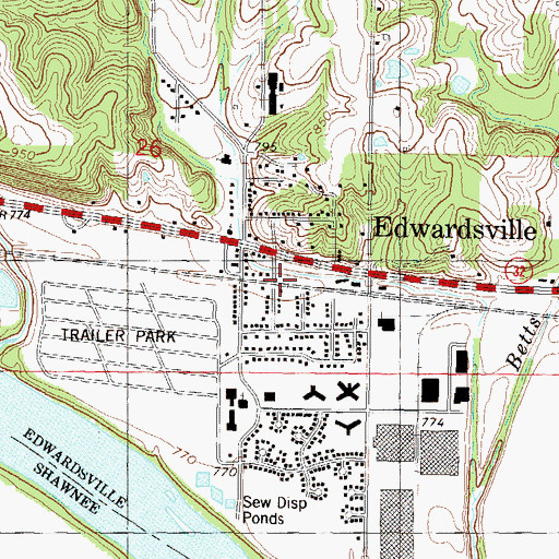 Topographic Map of Edwardsville, KS