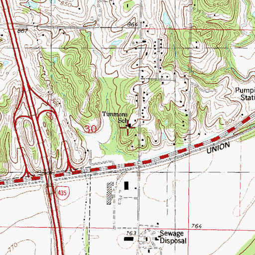 Topographic Map of Timmons School (historical), KS