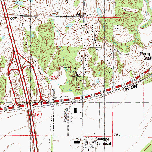 Topographic Map of Timmons School (historical), KS
