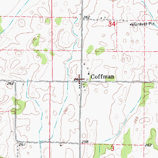 Topographic Map of Coffman, AR