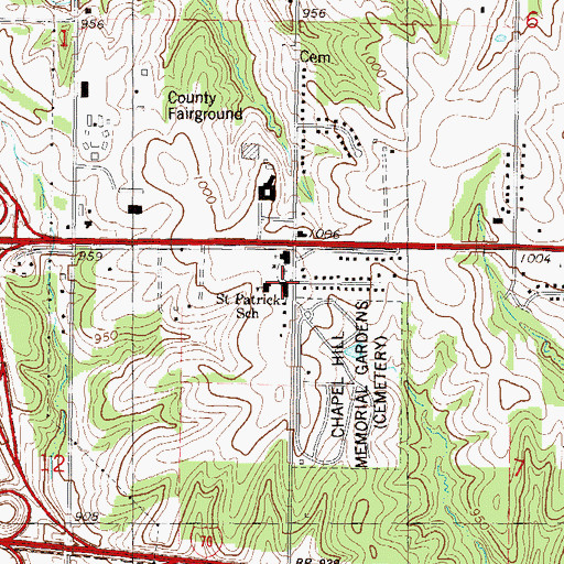 Topographic Map of Saint Patrick School, KS