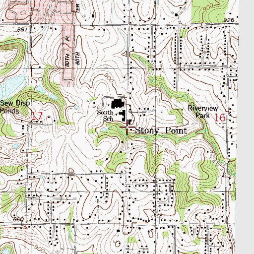 Topographic Map of Stony Point, KS