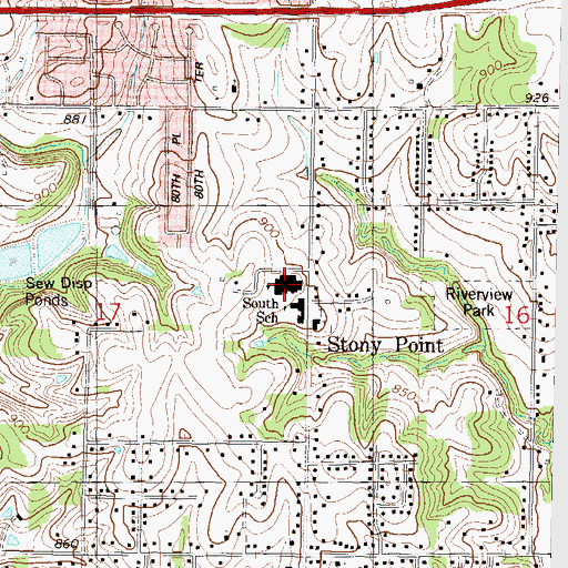 Topographic Map of Stony Point South Elementary School, KS