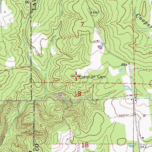 Topographic Map of Coffman Cemetery, AR