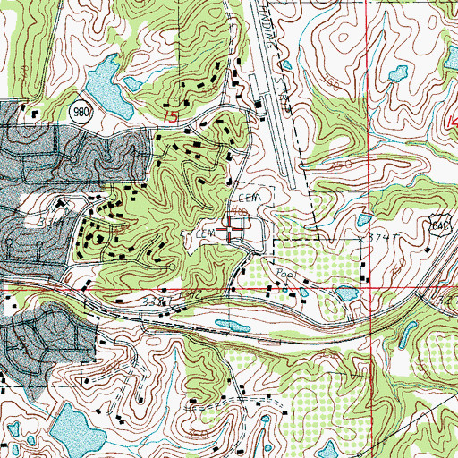 Topographic Map of Cogbill Cemetery, AR