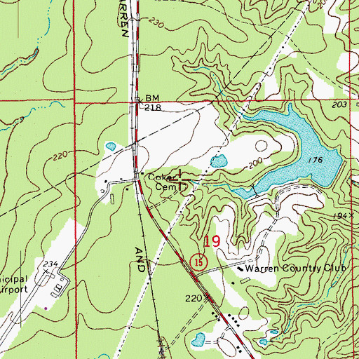 Topographic Map of Coker Cemetery, AR