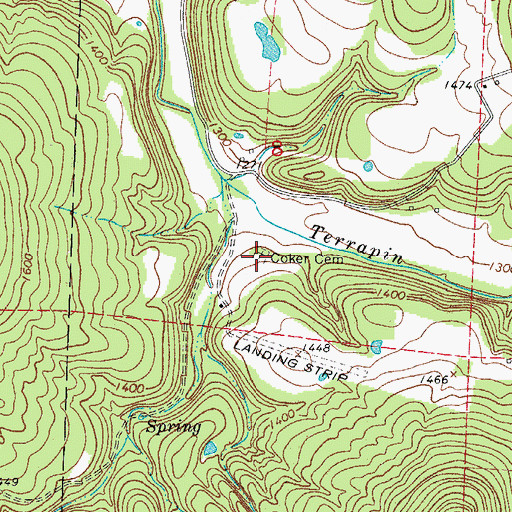 Topographic Map of Coker Cemetery, AR