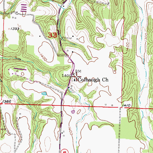 Topographic Map of Colbaugh Church, AR