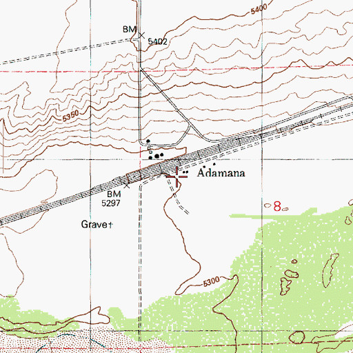 Topographic Map of Adamana, AZ