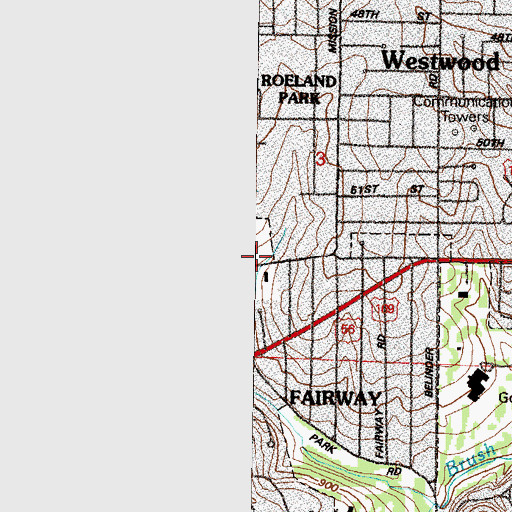 Topographic Map of Shawnee Mission State Park, KS