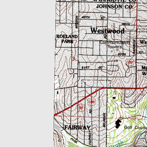 Topographic Map of Saint Agnes Catholic School, KS