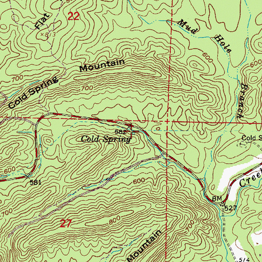 Topographic Map of Cold Spring, AR