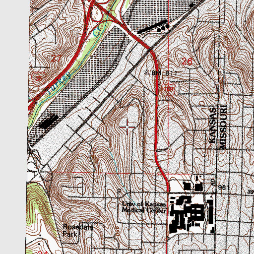 Topographic Map of Rosedale Middle School, KS