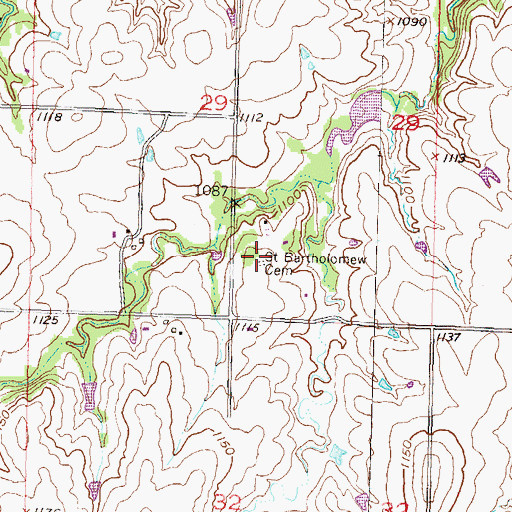 Topographic Map of Saint Bartholomew Cemetery, KS