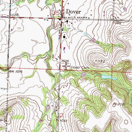 Topographic Map of Dover Cemetery, KS