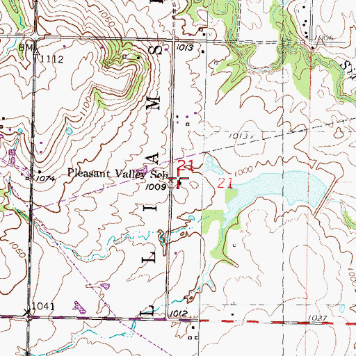 Topographic Map of Pleasant Valley School, KS