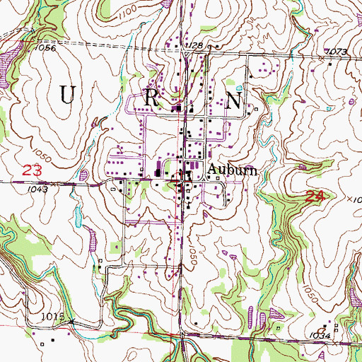 Topographic Map of Auburn, KS