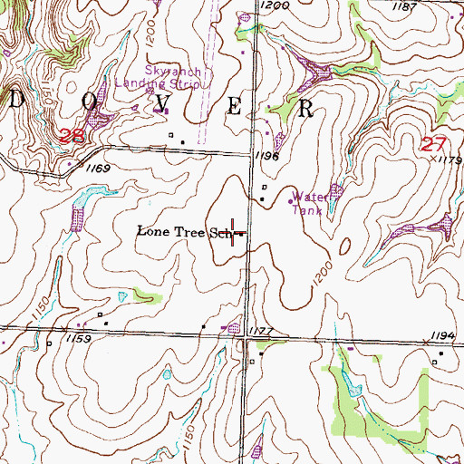 Topographic Map of Lone Tree School (historical), KS