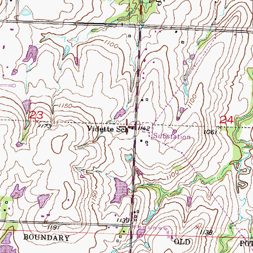 Topographic Map of Vidette School (historical), KS