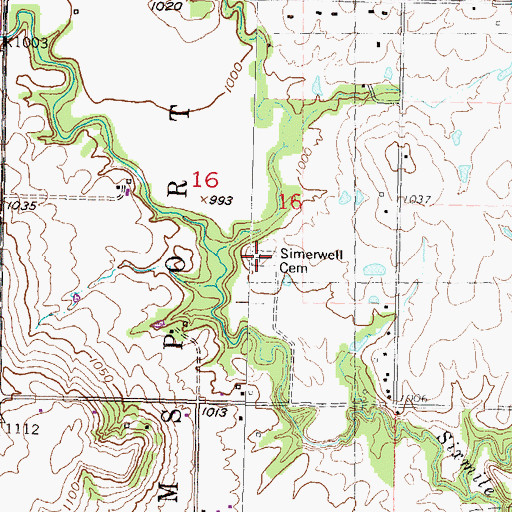 Topographic Map of Somervell Cemetery, KS