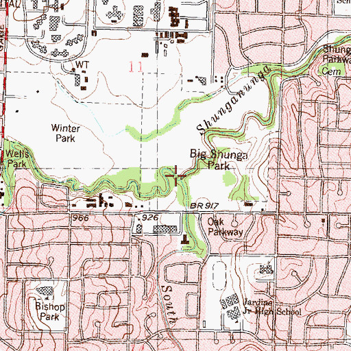 Topographic Map of South Branch Shunganunga Creek, KS