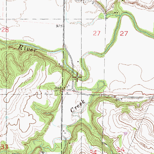 Topographic Map of Burys Creek, KS