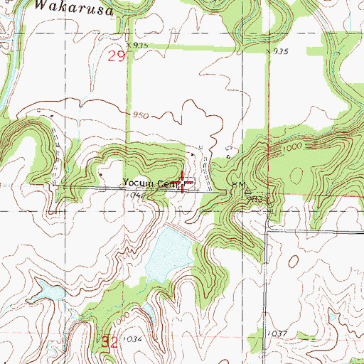 Topographic Map of Yocum Cemetery, KS