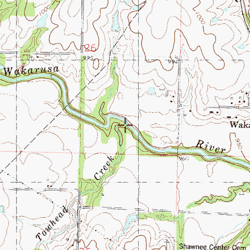 Topographic Map of Towhead Creek, KS